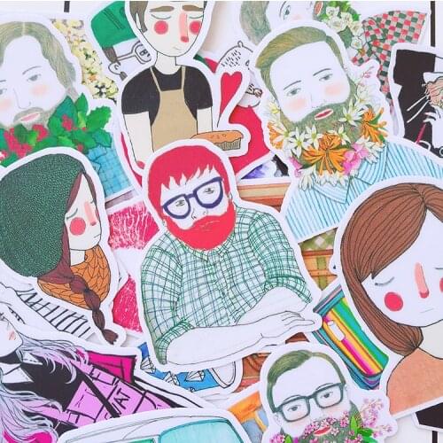 23PCS Mr. Beard and cool girl Stickers Crafts And Scrapbooking stickers book Student label Decorative sticker kids toys