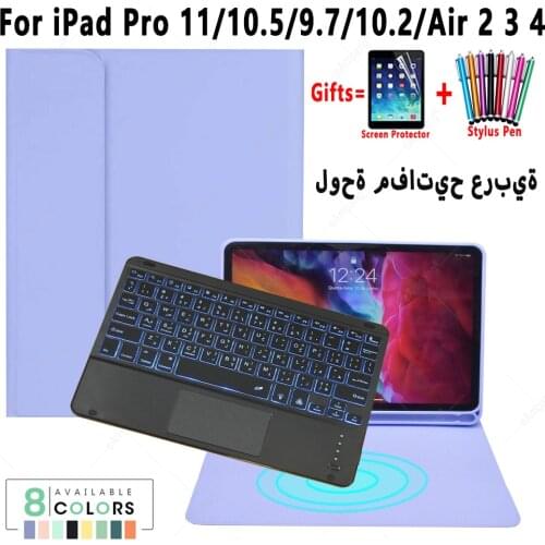 Arabic Keyboard Case for iPad Pro 11 2021 Air 4 2020 3 10.2 Pro 10.5 9.7 For iPad 8th 7th 6th 5th 4th Backlit Arabic Keyboard
