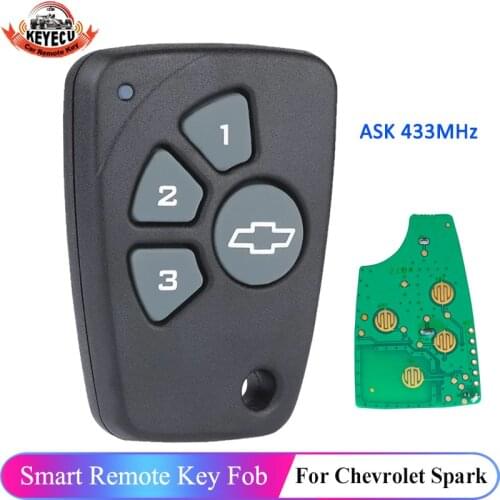 KEYECU 4 Button Remote Car Key ASK 433MHz for Chevrolet Cruze Spark Onix Silverado Volt Camaro Keyless Entry Remote Control Key