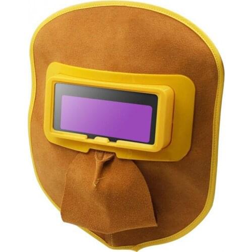 Cowhide Electric Welding Head-wearing Mask Automatic Dimming Flame-retardant Argon Arc Welding Anti-impact