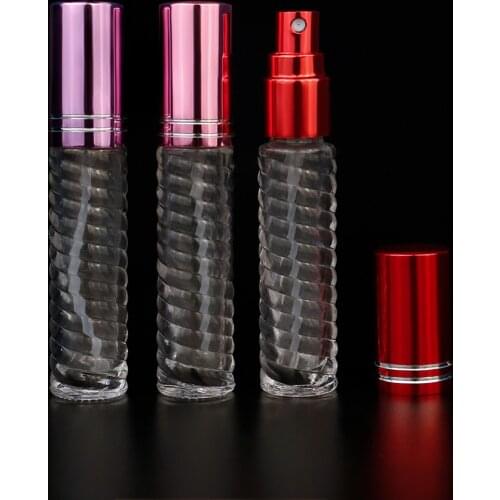 10/30pcs 3.5ml Refillable Perfume Atomizer Mini Spray Bottle Spiral Glass Perfume Bottle Empty Portable Pump Case