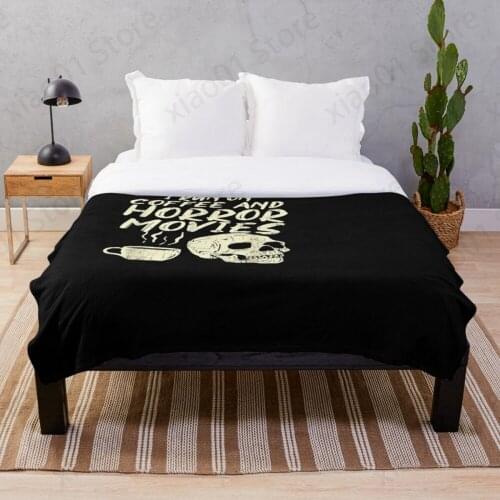 I Run Coffee Horror Movies Halloween 2021,fun Throw Blanket Sherpa Bedspread Blanket Picnic soft Blankets
