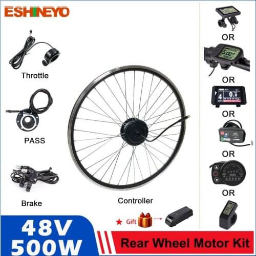 48V 500W Electric Bicycle Rear Rotary Brushless Non-gear Hub Conversion Kit E-bike 20'' 26'' 27.5'' 700c Wheel Hub With Display