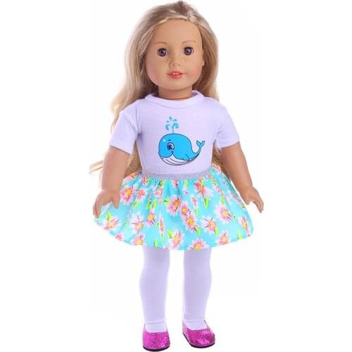 Three sets of primer shirt + Leggings + skirt for 18 inch American doll n37