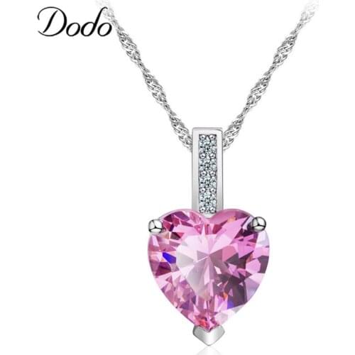Korean Heart Shaped Crystal Necklace Womens Delicate Necklace Silver Color Jewelry Ladies Trendy Suspension Pendant Model N157