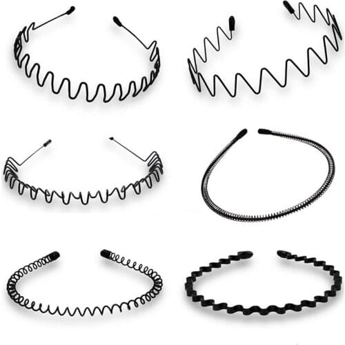 Unisex Wavy Headband Metal Fashion Sport Hairband Elastic Hair Hoop Multi-Style Non-slip Headband Hair Accessories