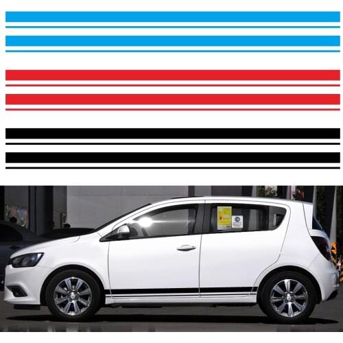 2PCS Car Side Stripes Stickers Vinyl Film Auto Decoration Decals For Volkswagen VW Golf Polo Automobile Car Tuning Accessories