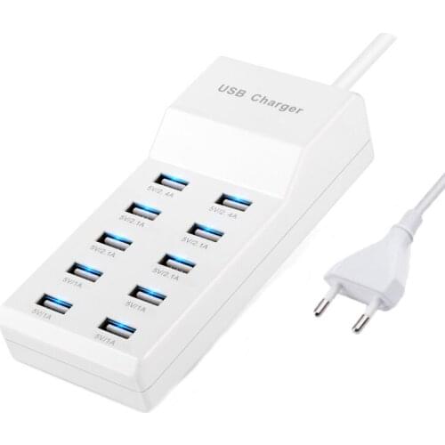 IMIDO Multi 10 Ports Wall Charger Fast Charging Desktop Adapter Mobile Phone Charge EU US Plug for iPhone Samsung Xiaomi