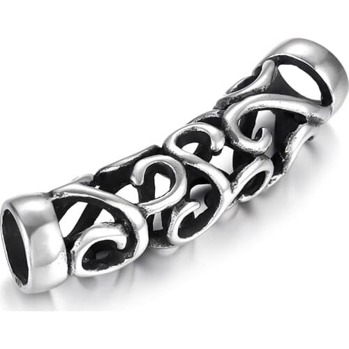 316L Stainless Steel Tube Beads Curved Hollow Polished 6mm Hole Tubular Bead Metal Charms DIY Accessories for Jewelry Making