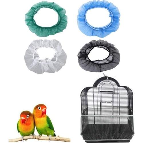 Nylon Mesh Bird Cage Cover Adjustable Birdcage Skirt Dust-Proof Cage Cover Nylon Net Guard Catcher Guard Bird Cage Accessories