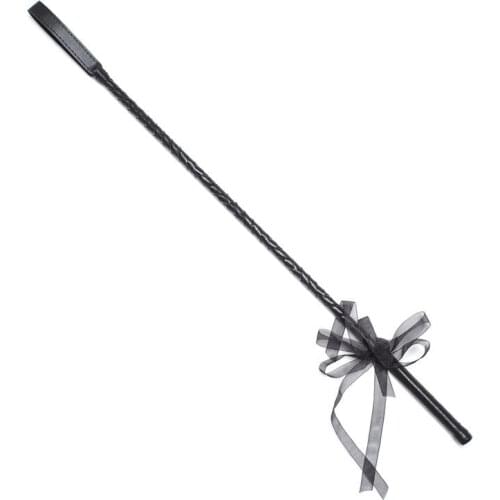 Delicate Black Pu Leather Whip Props Pointer Stiff Rod Flogger Slave Paddle Whip With Lace Bow Flirting Sex Toys For Adult Games