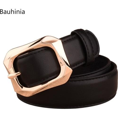 New Exquisite Golden Zinc Alloy Buckle 105cm Luxury Pin Buckle Belt Beautiful Simple Fashion All-match Leather Belt