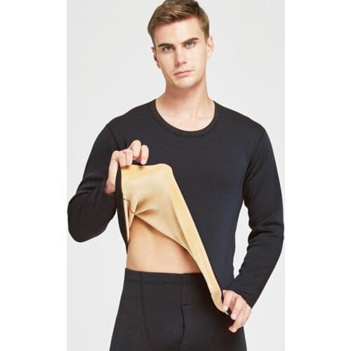 Solid Color Overweight Mens Warm Suit Plus Velvet Thickening Winter Thermo Thermal Underwear Sets Long Johns Thermal Clothes