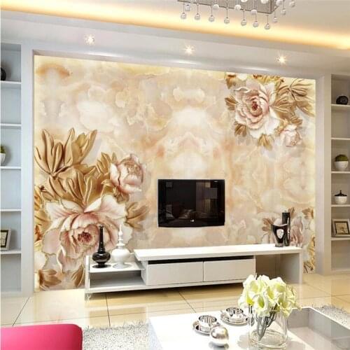 Beibehang Custom photo background wallpaper wall paper wall mural wallpaper 3D marble peony TV room papel de parede torneira