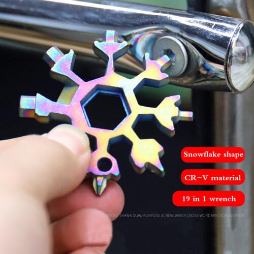 18 In 1 Snowflake Snow Wrench Tool Spanner Hex Wrench Multifunction Camping Outdoor Survive Tools Bottle Opener Screwdriver