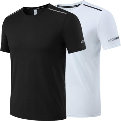 Casual Sports Shirt Polyester Running T-Shirt Fitness Gym T-Shirts Men Breathable Short Sleeve 6 Colors Size S-5XL Training Top