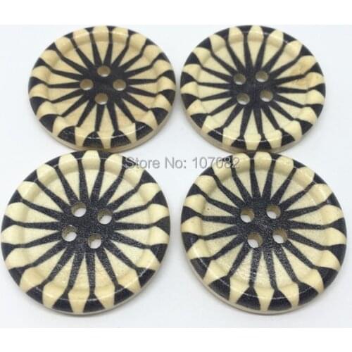 50pcs Black Natural 30mm Wood Buttons Embellishments Sewing ACCESSORIES Garment Button DIY Crafts Shoe Decoration