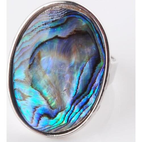 Adjustable Finger Ring New Zealand Natural Abalone Shell Oval Beads Resizable Ring For Men Women Party Beautiful Jewelry IX3050