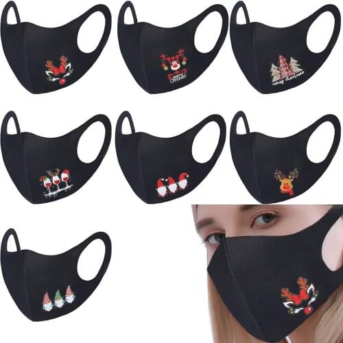 Christmas Ornaments Cartoon Print Adult Mask Christmas Decoration Face Mask Party Supplies New Year Christmas Theme Decorat