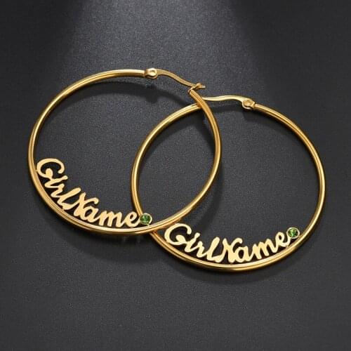 Pearls Exaggerated Name Hoop Earring Personalized Name Letter Number Zodiac Anime Custom Earing Studs Pendants Jewelry Gifts