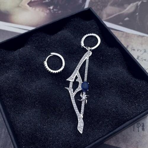 AAA Quality Fashion Vintage Asymmetric God Bow Hoop Earrings Micro Mosaic Zircon Crystals Silver Earrings for Women Jewelry