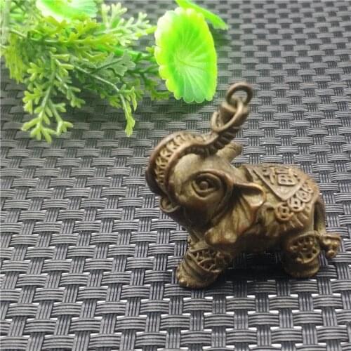 Pure Copper Blessing Elephant Ornament Long Nose Elephant Big Ear Elephant Bronze Statue Copper Pendant Retro Sculpture