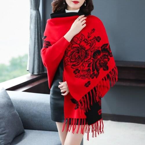 Long Sleeve Vintage Floral Tassel Knitted Cardigan Women Autumn Winter Loose Sweater Shawl Elegant Female Korean Cloak Clothes