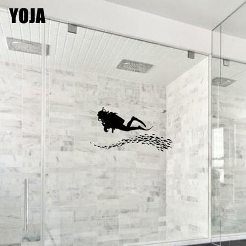 YOJA 15x28.1CM Deep Sea Diving Bathroom Shower Glass Decal home Decoration Wall Stickers G2-0231