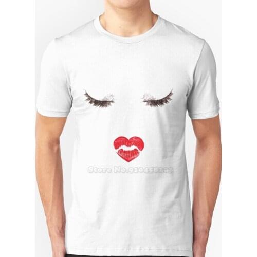 My Heart In A Kiss Funny Printed Men T Shirt Summer Style Hip Hop Casual T Shirt Heart Kiss Lips Face Eye Woman Girl Girls