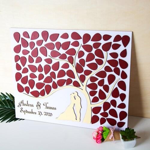 Custom Wedding Guest Book Alternative Tree of Leaves 3D Guestbook Wooden Sign Personalized Rustic Wedding Gift Ideas Couple