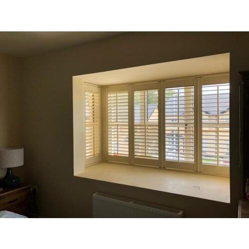 Custom Basswood Plantation Shutters Wooden Blinds Solid Wood Shutter Louvers PS254