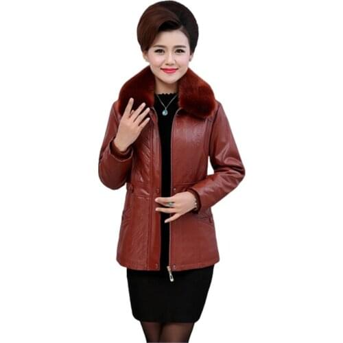 Women Leather Jacket Plus velvet Warm Short PU Leather Jackets Winter Jackets Plus size Womens Windproof Overcoat 4XL 5XL F1142