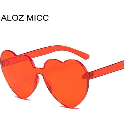 ALOZ MICC Women Rimless Sunglasses Brand Designer 2019 Sexy Peach Heart Sunglasses Women Hot Red Grey Party Glasses UV400 Q21