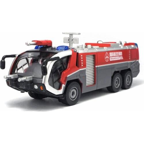 1:50 fire engine airport fire alloy car truck model toy with pull back sound light toy for kids gifts free shipping