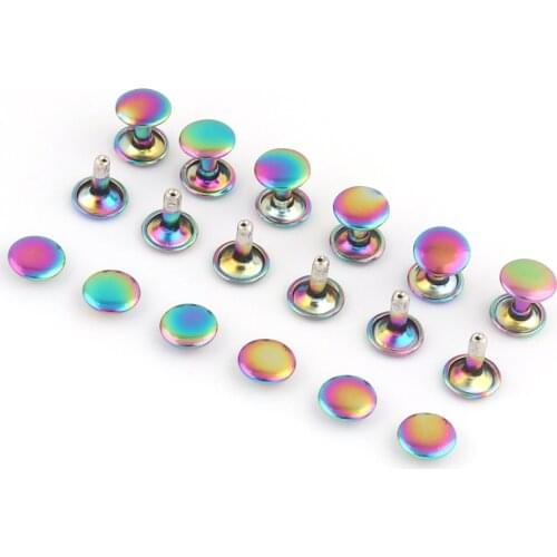 10MM Rainbow Double Cap Rivets Metal Button Round Jewelry Rapid Rivet Studs For Purse bags Handbags Shoes Jeans Belts