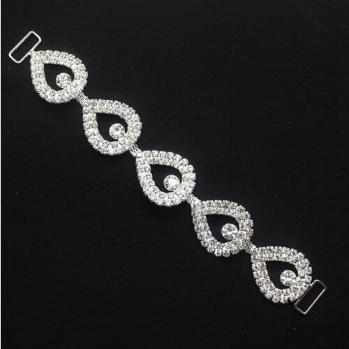 10Pcs 160mm Chain Bikini Connectors Buckle Metal Crystal Rhinestone Trim for Swimsuit Wedding Dress Decoration