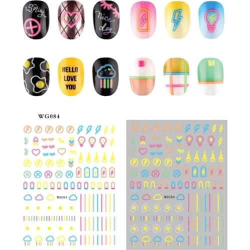 10PCS Cartoon Animation Pattern Abstract Smiley Nail Slider Female Beauty Hip Hop Nail Art