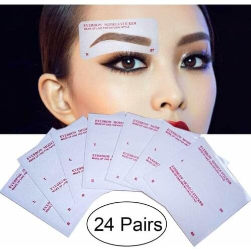 12/24 Pairs Eyebrow Stencil Stickers Eyebrow Drawing Card Template DIY Makeup Tools MH88