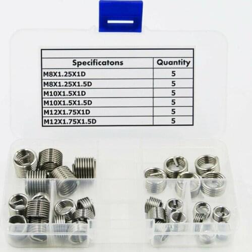 30pcs Stainless Steel Thread Repair Insert Assortment Kit M8 M10 M12
