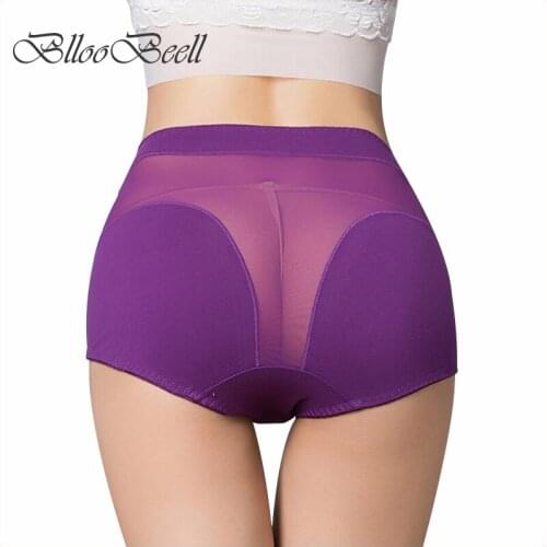 BllooBeell 4pcs Women Cotton Underwear Sexy Panties Hollow Out Lace Womens Briefs High-Rise Ladies Underpants Size L/XL/XXXL
