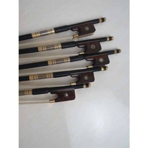 5pcs strong black Carbon fiber viola bow,white bow hair,snakewood frog