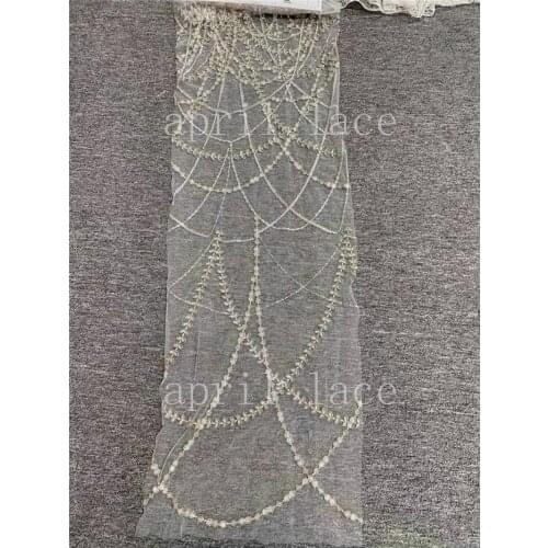 5 yards AS05 # April bridal LACE Collection 2021 gold beads sequin mix offwhite tulle lace For sewing woman wedding dress