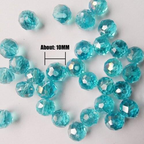 50beads / Lots goods quality 10MM crystal blue beads fashion jewelry accessories clear blue Plated AB color 10MM crystal beads