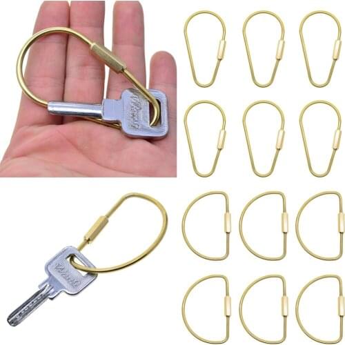 6pcs Durable Brass Screw Locking Clasp Carabiner Key Ring Keychain Key Holder Accessories Gold