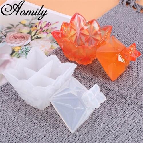 Aomily Storage Box Crystal Epoxy Silicone Molds DIY Jewelry Storage Box Resin Cosmetic Tools Holder Hand Craft Cake Mold Baking
