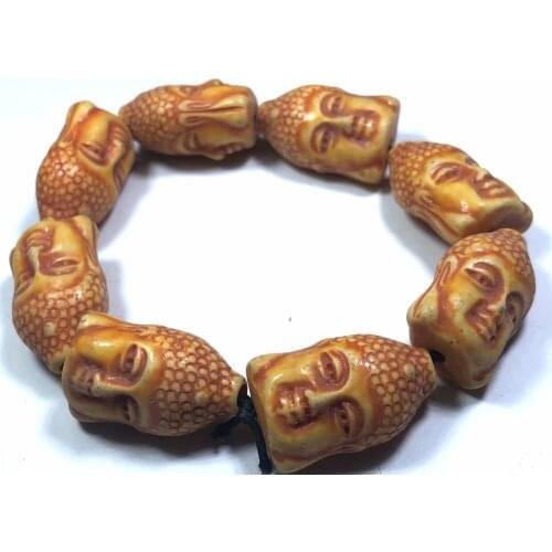 Biker Bracelet Men Women Personality Vintage Classic Yellow Buddha Totem Bangle