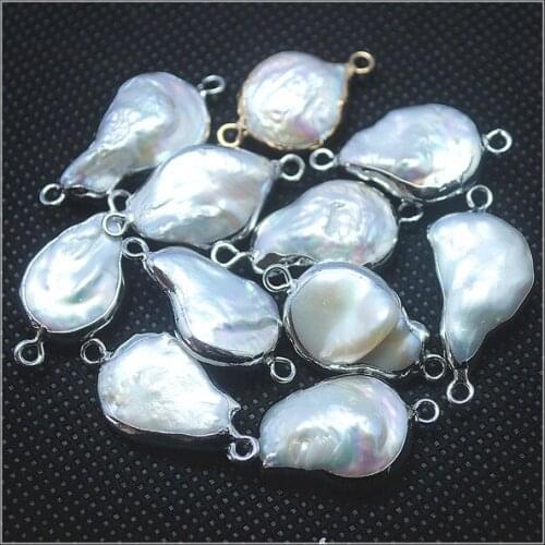 4pcs white freshwater pearl baroque pearl size 14mm irregular shape silver and golden color new arrival factory wholesale price