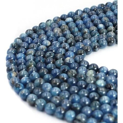 Free Shipping 7-8mm Round Blue Kyanite Natural Stone Gems Wholesale Spacer Beads 15"