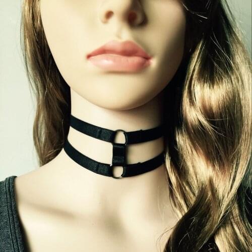 Black adjustable harness necklace body harness fetish wear harajuku gothic harness cross