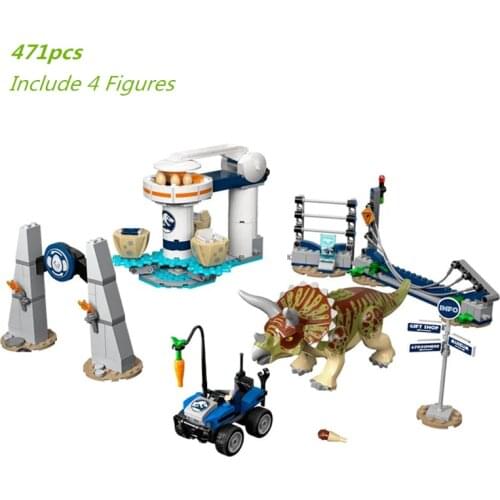 Jurassiced World Triceratops Rampage Dinosaurs Animals Building Blocks Kit Bricks Classic Movie Model Toys For Children Gifts